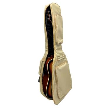 Imagem de Capa De Violão Bege Folk Acolchoada Modelo Luxo Case Bag - JL Bag