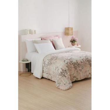 Imagem de Coberdrom Fleece Dupla Face Queen 2,40mx2,60m Floral Bege - Lepper