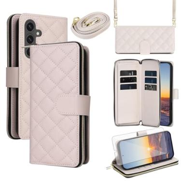 Imagem de Asuwish Capa de telefone para Samsung Galaxy S24 FE 5G Capa carteira com protetor de tela de vidro temperado alça porta-cartão suporte de couro PU flip célula magnética zíper S 24 EF S24FE 24S