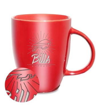 Imagem de Rico Industries NFL Football Buffalo Bills Sunburst Red 510 g Caneca de cerâmica com brilho gravado a laser