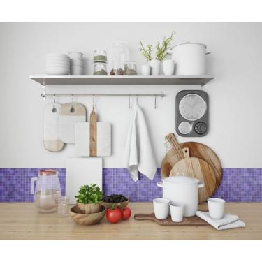 Imagem de Papel De Parede Adesivo Azulejo Pastilha Tons de Roxo 2,80m - PlimShop