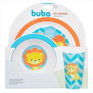 Imagem de Kit refeição infantil buba copo e pratos, LEÃO