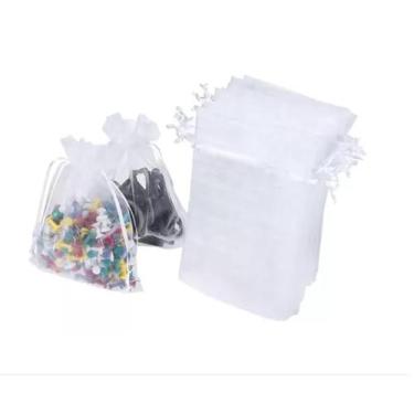 Imagem de 150 saquinhos de organza Fita Cetim Branco 7x9 - OKABOX