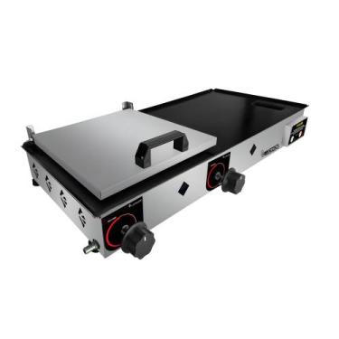 Imagem de Chapa A Gás 70x30 Chapeira De Lanches Prensa E Coletor - LUDINOX