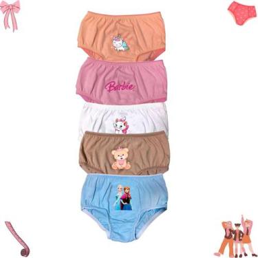 Imagem de Kit 6 Peças Calcinhas Infantil Menina Bebê 100% Algodão Cores Sortidas