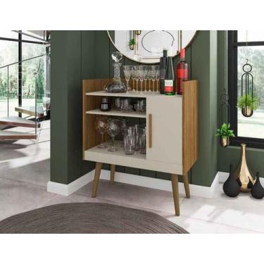 Imagem de Aparador Café II em Madeira Marrom Claro Cinamomo Off-White 1 Porta Mó