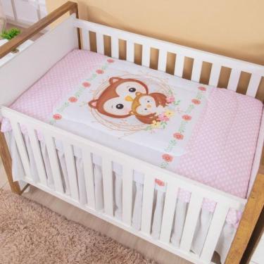 Imagem de Edredom de Berço Estampado Corujinhas Rosa - Miguel Baby