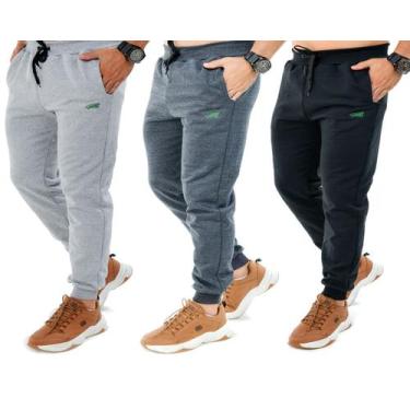 Imagem de Calça De Moletom masculina Slim Sport Academia Iguana Kit com 3, Cinza