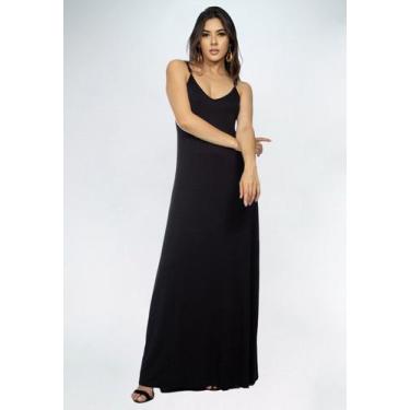Imagem de Vestido Longo Guaíra Malha Alça Fina Preto - Amazonia Vital