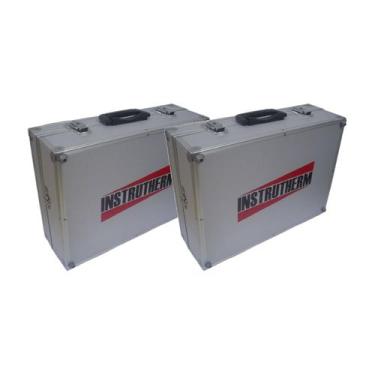 Imagem de Kit 2 Maleta Transporte Alumínio Divisórias 34x24x15cm Chave Ferrament