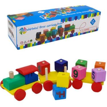 Imagem de Trem com Blocos Cubos Educativos 11 Peças de Encaixe - Spider, Colorid