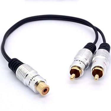 Imagem de GLHONG Adaptador RCA Y de 25 cm, 1 RCA fêmea para 2 RCA macho cabo divisor para subwoofer amplificador de áudio (RCA fêmea para 2 machos)
