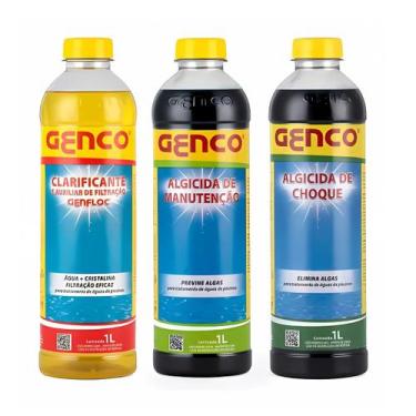 Imagem de Kit Genco Genfloc Clarificante Algicida Choque E Manutenção