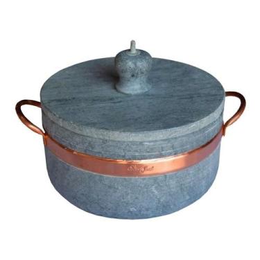 Imagem de Panela de Pressão em Pedra Sabão com Alça de Cobre 3,6 Ltrs - Industri
