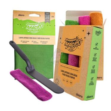 Imagem de Kit Para Limpeza De Vidros Ecomais 1 Pano Mágico 1 Limpador de Vãos 3 
