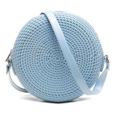 Imagem de Bolsa Redonda Feminina Versátil Moderna Com Alça - Shopbag, Azul bebê