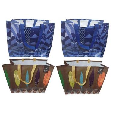 Imagem de 4 Sacolas de Ráfia Ecobag Retornável Grande 39x44x22cm B4u