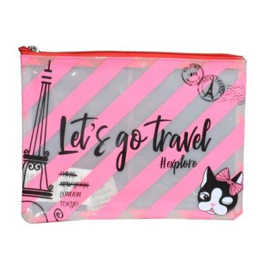 Imagem de Necessaire Branca Listrada RB3906 - Rebecca Bonbon