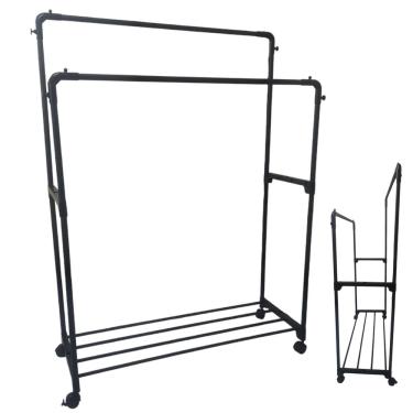 Imagem de Arara Dupla Sapateira Cabideiro Blusa Camisa Casaco Sandalia Tenis Chapeu Bolsa Toalha Loja Casa Apartamento Closet Quarto Organizaçao Multiuso