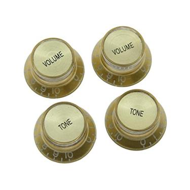 Imagem de Dopro Conjunto de 4 botões refletores de guitarra LP dourados com tampa dourada para SG Epiphone Les Paul