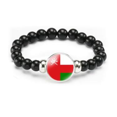 Imagem de vmcoatdu Pulseira de bandeira nacional com contas de corda elástica apoia seu país viagem lembrança presentes para homens e mulheres, One size, Liga metálica, Vidro