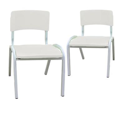 Imagem de Ecom Home - Conjunto 2 Cadeiras Infantil Branca Brinquedotecas Escolas Maternal Creche Mini Jardim