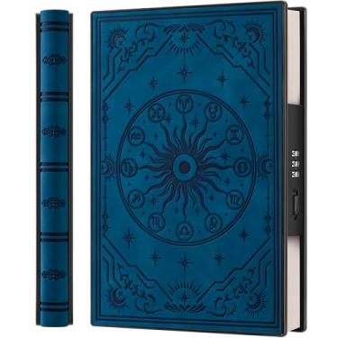 Imagem de HwxBen Diário de luxo com cadeado – Diário de couro macio com trava de senha, 220 páginas grossas (100 gsm), caderno elegante bloqueado para escrita pessoal, azul pavão (tamanho A5)