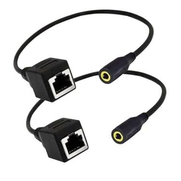 Imagem de Seadream Adaptador fêmea de rede RJ45 para DC 3,5 mm fêmea, pacote com 2 unidades, DC 3,5 mm fêmea TRRS 4 polos, adaptador para cabo fêmea RJ45 para dispositivo de tela sensível ao toque KTV