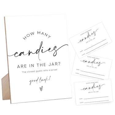 Imagem de Guess How Many Candies, placa de chá de bebê para centro de mesa de chá de bebê, lembrancinhas de festa de chá de bebê para atividades de chá de bebê e jogos de revelação de gênero de bebê, placa de