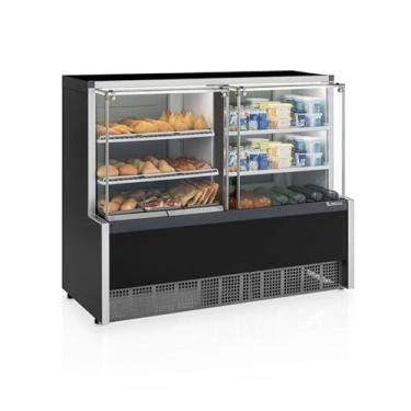 Imagem de Balcão Quente/Frio Gelopar Vidro Reto 2 Placas Frias 1,40m Preto - GQRA-140R 220V