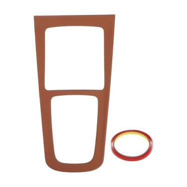 Imagem de TUCKBOLD Painel de console central adesivo de couro sintético para Mercedes-Benz GLA/GLB/EQA/EQB 20-24 Painel de mudança de marchas com acabamento interno marrom