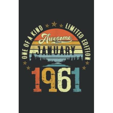 Imagem de Awesome Since January 1961 Vintage 61Th Birthday Meme: Wide Ruled Paper Notebook Journal with 6" x 9", 120 Pages | Pretty Wide Blank Lined Workbook ... for Home School College for Writing Notes.