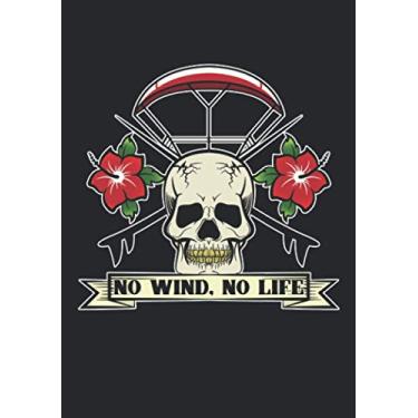 Imagem de Notizbuch A5 kariert mit Softcover Design: No Wind No Life Totenkopf Surf Kite Kitesurf Kiteboard: 120 karierte DIN A5 Seiten