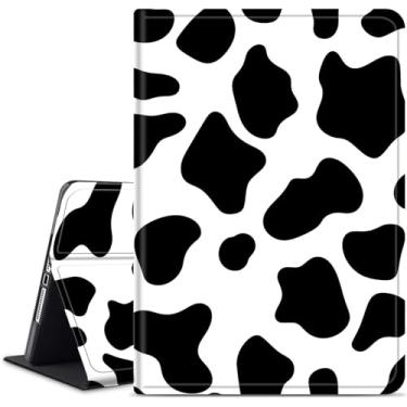 Imagem de WZCJDHMJ Capa para tablet Samsung Galaxy Tab S10 Plus/S9 FE Plus/S9 Plus 5G de 12,4 polegadas, capas inteligentes de couro PU finas com suporte para caneta S + impressão de vaca branca para