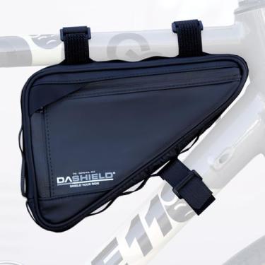 Imagem de DASHIELD Bolsa para quadro de bicicleta, dois bolsos laterais, impermeável, refletiva, bolsa triangular, bolsa de armazenamento, acessórios para bicicleta de estrada de montanha, MTB, 2L