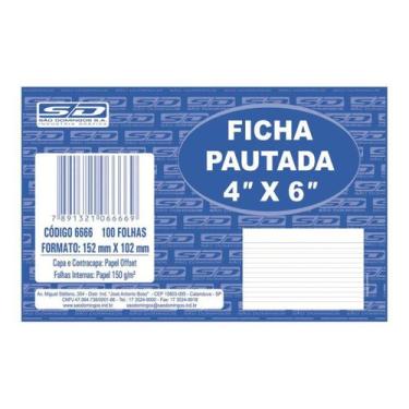 Imagem de Ficha Pautada São Domingos Tamanho 4x6 com 100 Folhas Para Organização