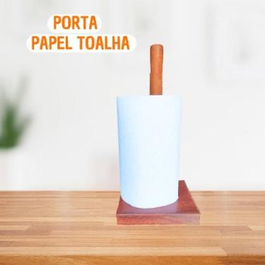 Imagem de Porta Rolo Papel Toalha Madeira Cozinha Suporte Vertical - Decor Luze