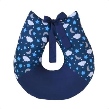 Imagem de Almofada de Amamentação Ergonômica com Capa Removível Lavável Conforto e Suporte (Estrela Lua Marinho)