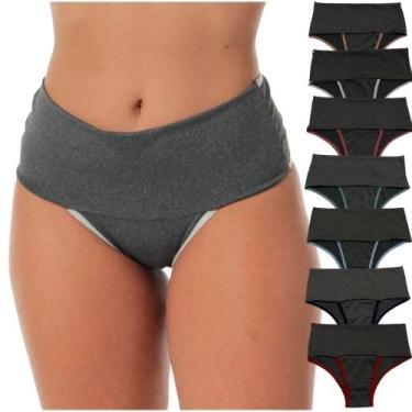 Imagem de Kit 9 Calcinha Modeladora Fitness Cós Alto Feminina Compressão Abdomin