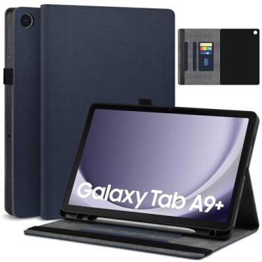 Imagem de DETUOSI Capa para tablet Samsung Galaxy Tab A9+/A9 Plus 27.9 cm 2024/2023 (SM-X210/X216/X218) capa fólio fina de couro PU com suporte para caneta S, capa traseira de TPU macio, hibernar/despertar