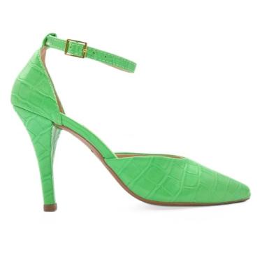 Imagem de Scarpin Feminino Mozione Com Fivela Salto Alto 10cm (Verde, BR, Adulto, Numérico, 39)