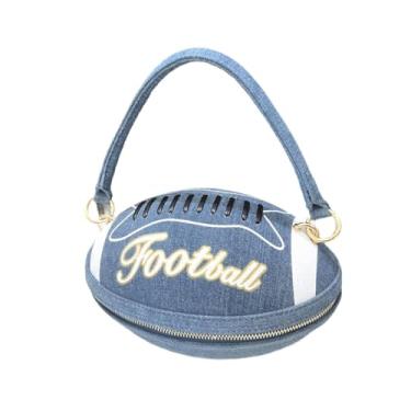 Imagem de YIJU Bolsa de ombro em forma de futebol feminino bolsa na moda para viagens de compras de férias, Azul