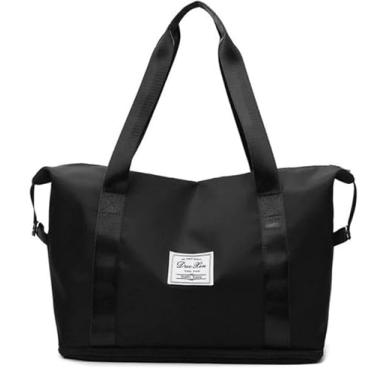 Imagem de Bolsa Mala Feminina Grande Dobrável para Academia Viagem Impermeável (Preto)