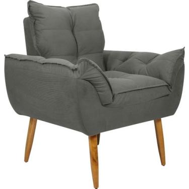 Imagem de Poltrona Decorativa Opala Suede Azul - Golden Moveis, Cinza