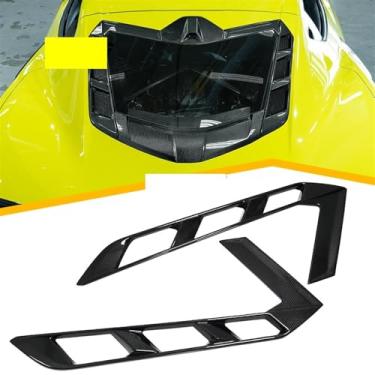 Imagem de Compatível para Corvette C8 Stingray Coupe Z06 Z51 2020-2024 Capô traseiro do carro Motor Câmera Janela Painel de teto Adesivo Capa Guarnição Acessórios(Rear Side Vent Panel)