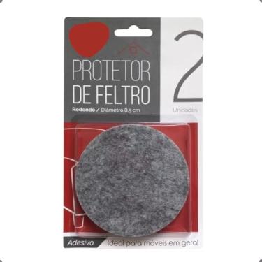 Imagem de Kit Protetor Feltro 8,5cm Redondo 2 Unidades Pé Móveis Cadeiras Resistente Piso Porta Anti deslizante Proteção Autoadesivo