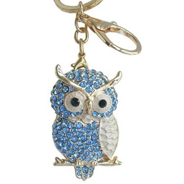 Imagem de Chaveiro de coruja de pássaro Sindary exclusivo com pingente de strass e cristal Art Deco KZ03502 Azul
