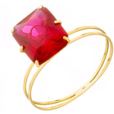 Imagem de Anel De Ouro 18k/750 Aro Duplo Com Zircônia - DR Joias, 16, Vermelho