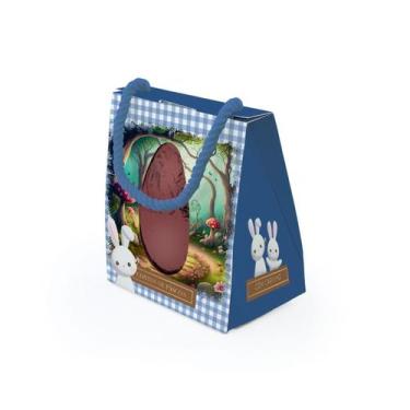 Imagem de Sacola Com Visor Para Ovo De 250g - Contos De Páscoa Azul - 20x18x15cm