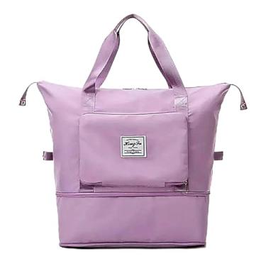 Imagem de Bolsa Mala Feminina Grande Dobrável para Academia Viagem Impermeável (Lilás)